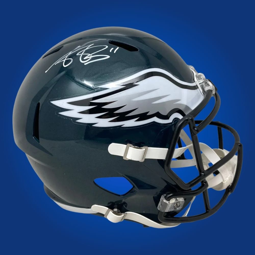 Rome Odunze signed Chicago Bears Navy Blue speed replica helmet