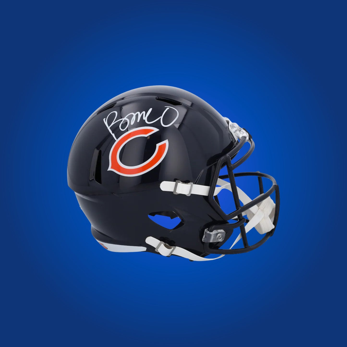 Rome Odunze signed Chicago Bears Navy Blue speed replica helmet