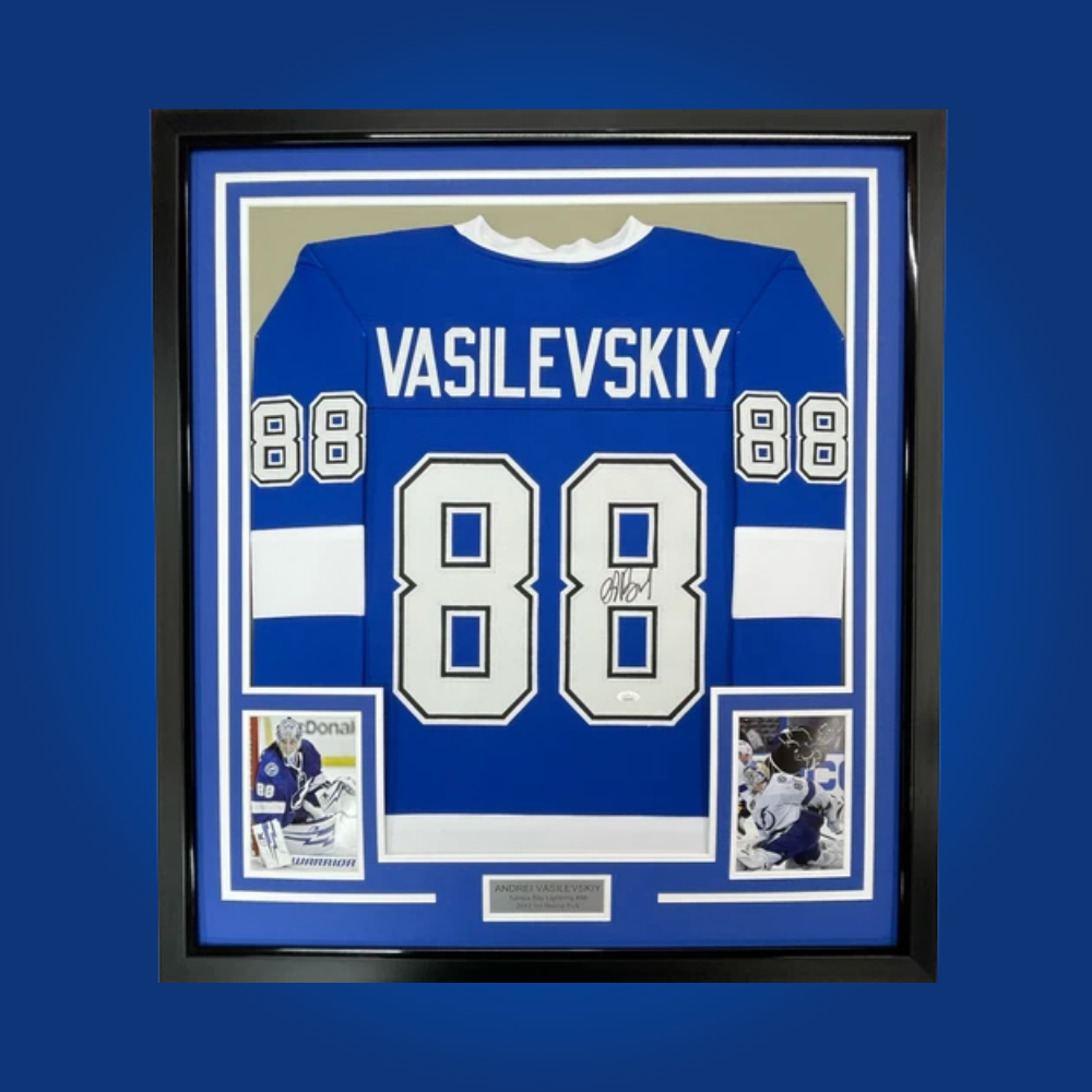 Andrei Vasilevskiy Signed Tampa Bay Lightning Full Framed Bluw Jersey