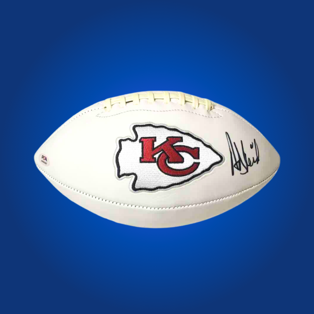 Andy Reid signed Kansas City Chiefs logo football, with an official autograph, ideal for Chiefs memorabilia.