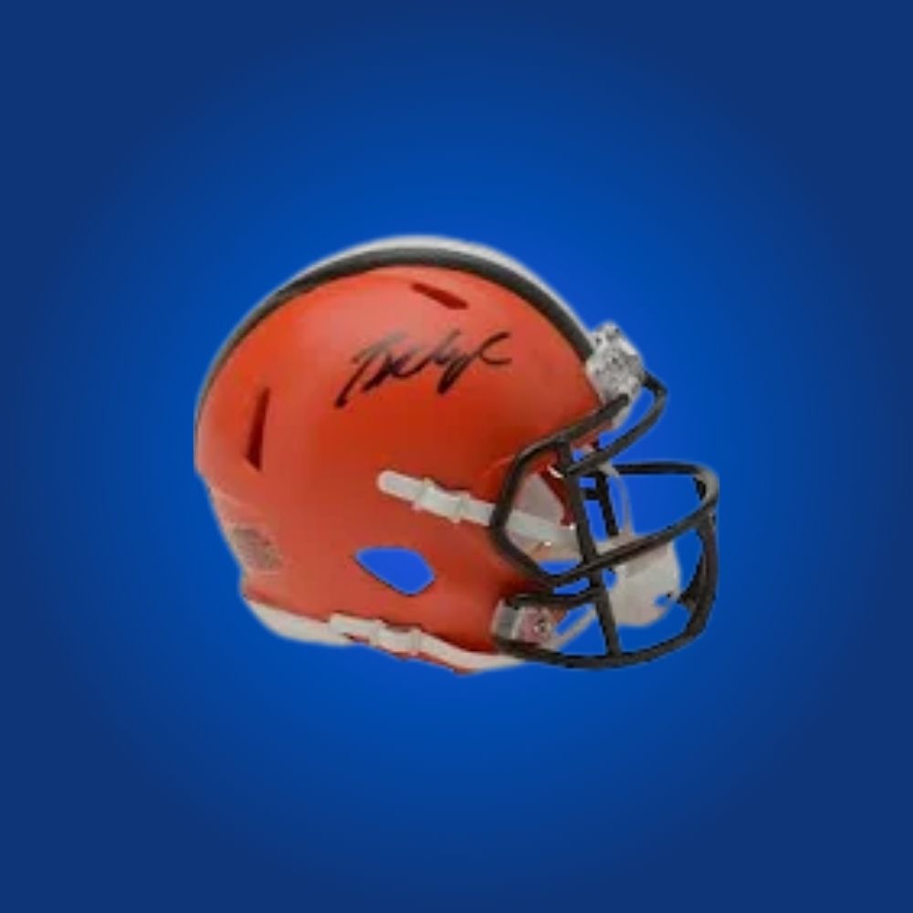Cleveland Browns Orange Speed Mini Helmet autographed by Baker Mayfield, Certificate of Authenticity included