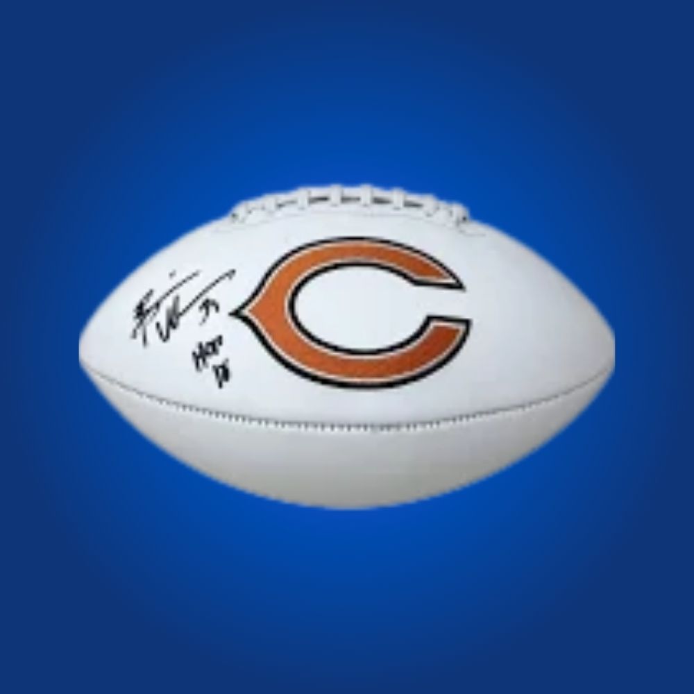 Brian Urlacher signed Chicago Bears logo football, a Hall of Fame collectible for serious fans, authenticated for display.