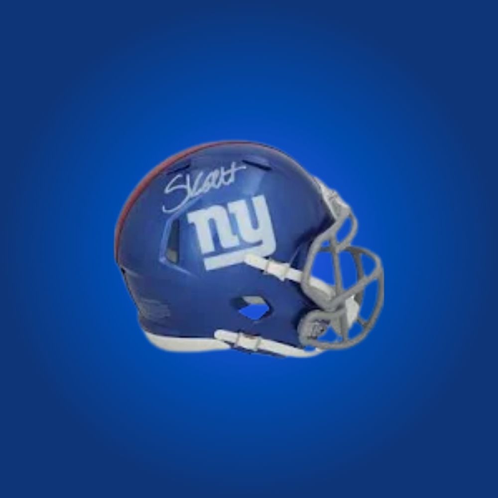 New York Giants mini helmet signed by Cam Skattebo with Certificate of Authenticity.