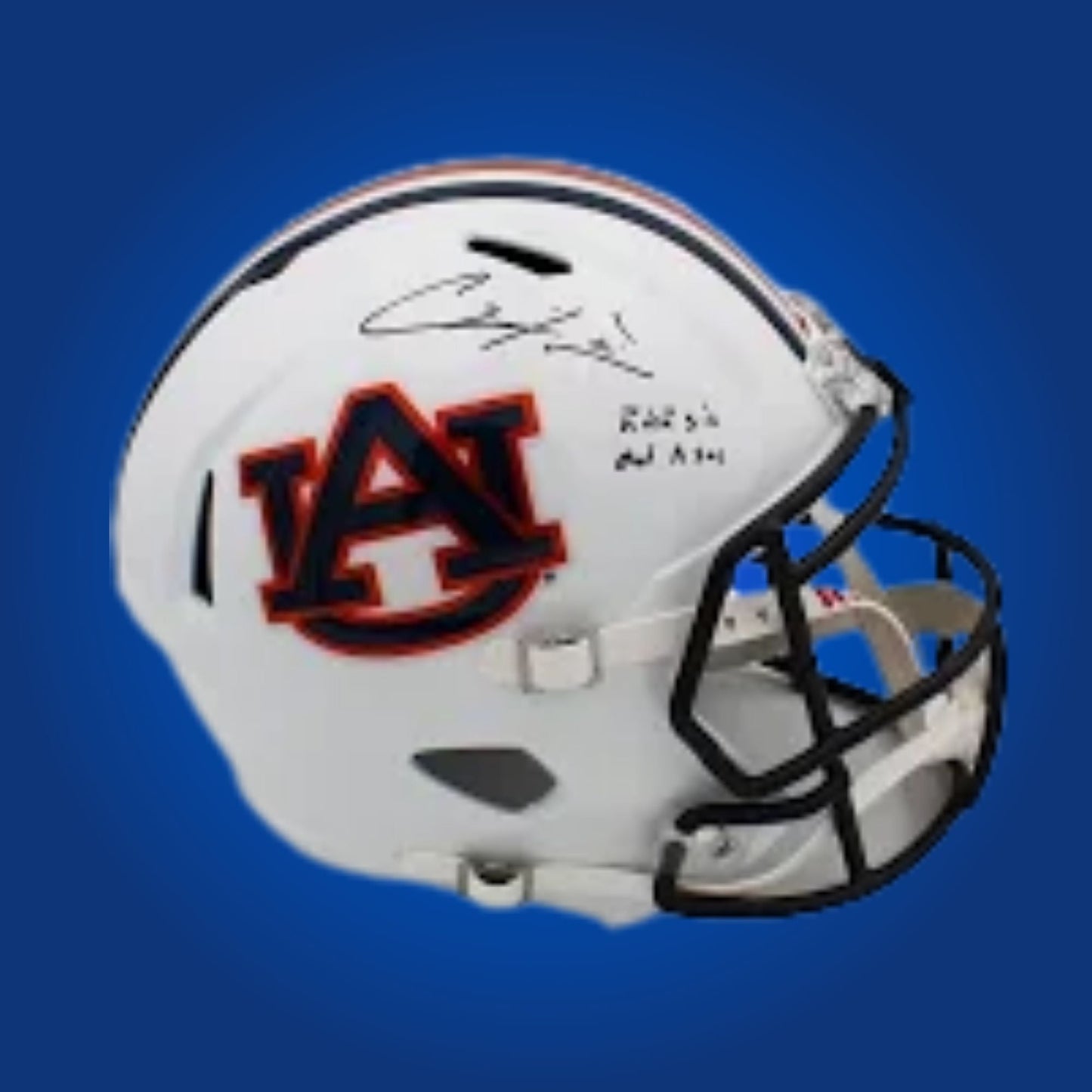 Autographed Auburn Tigers full size replica helmet signed by Chris Davis Jr., photographed on a white background for product clarity. SportsMarkets memorabilia image.
