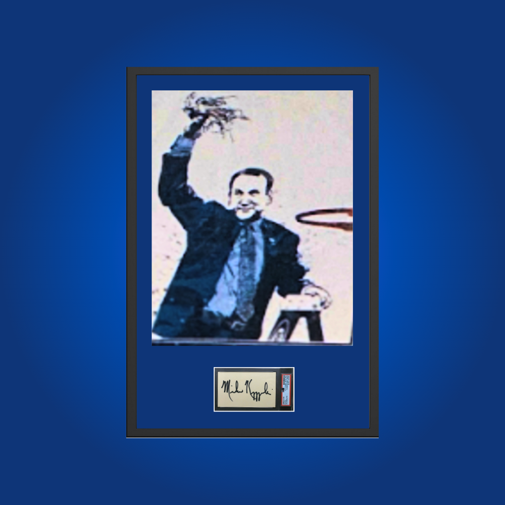 Coach K Raising the Net w/Index Card Framed