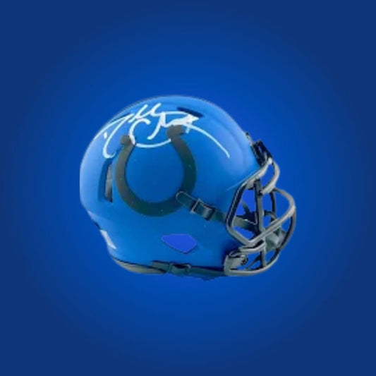 Indianapolis Colts Blue Flash Speed Mini Helmet autographed by Dallas Clark, Certificate of Authenticity included