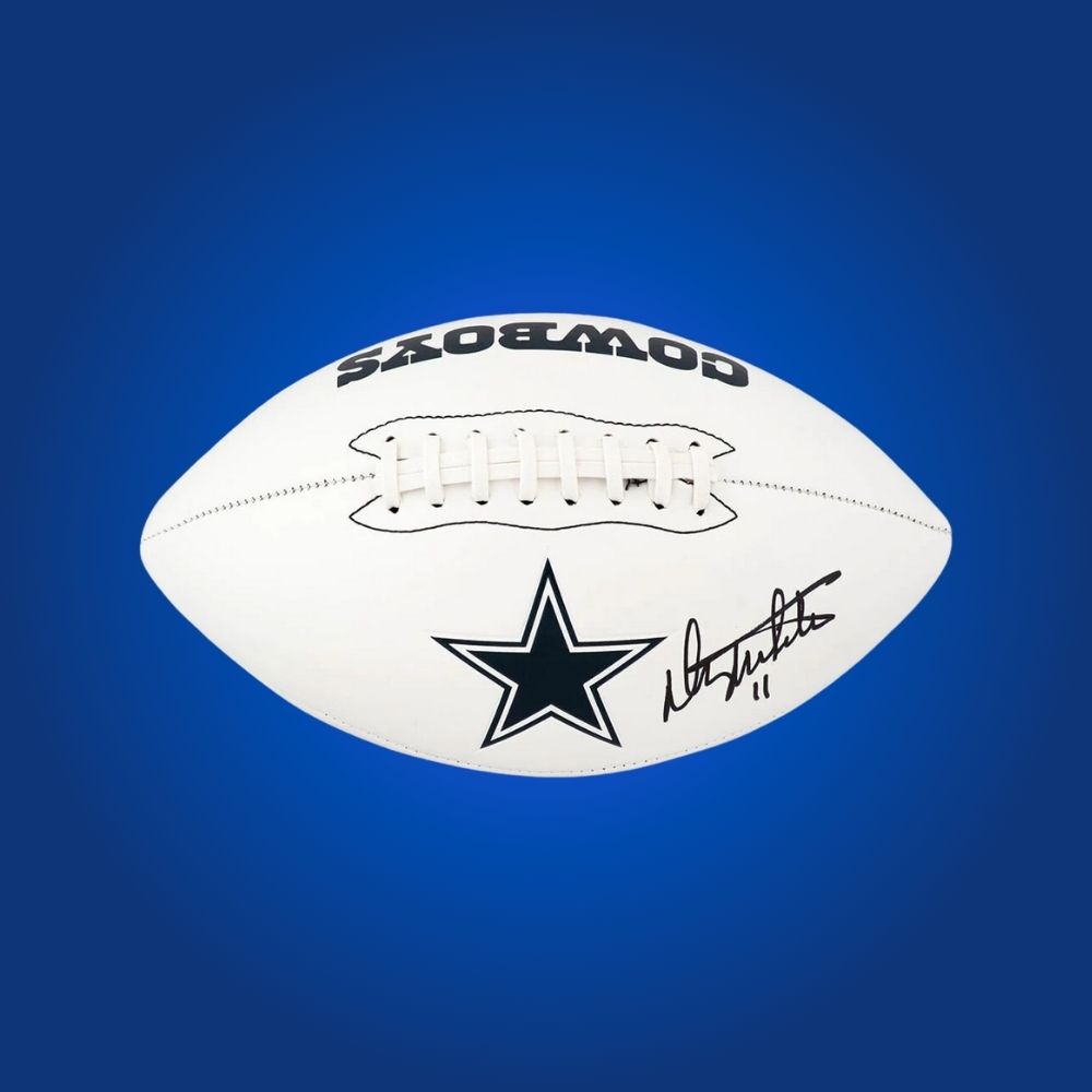 Danny White signed Dallas Cowboys logo football, a certified authentic collectible for Cowboys fans and memorabilia collectors.