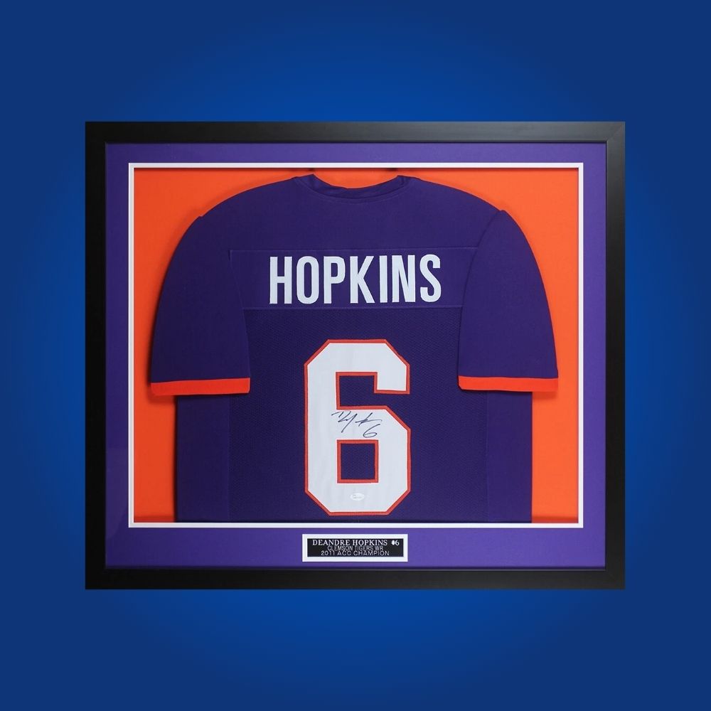 Deandre Hopkins Signed Full Framed Custom Clemson Tigers Jersey – autographed memorabilia, All-Pro wide receiver collectible, perfect for Clemson Tigers supporters.
