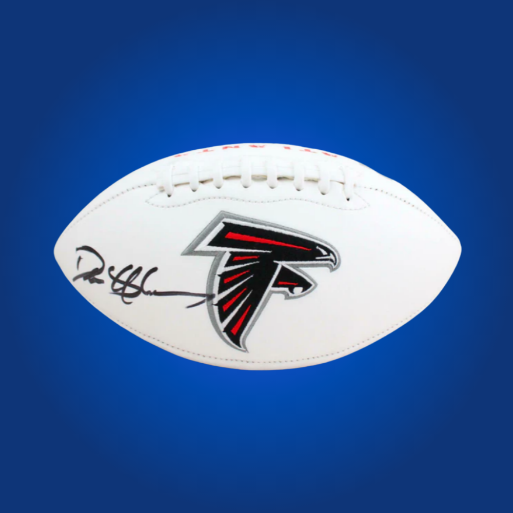 Deion Sanders signed Atlanta Falcons logo football, with his iconic autograph, a must-have for Falcons supporters.