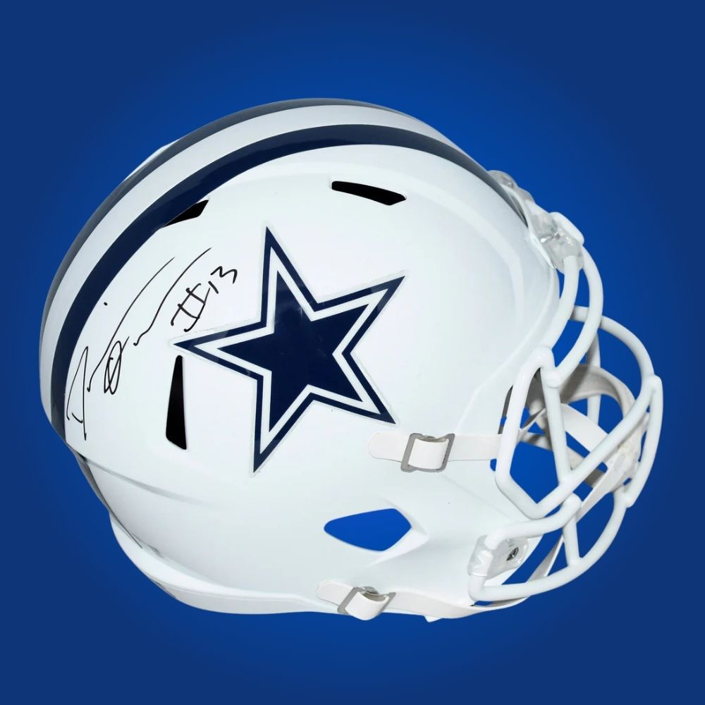 Demario Overshown signed Dallas Cowboys white speed replica helmet