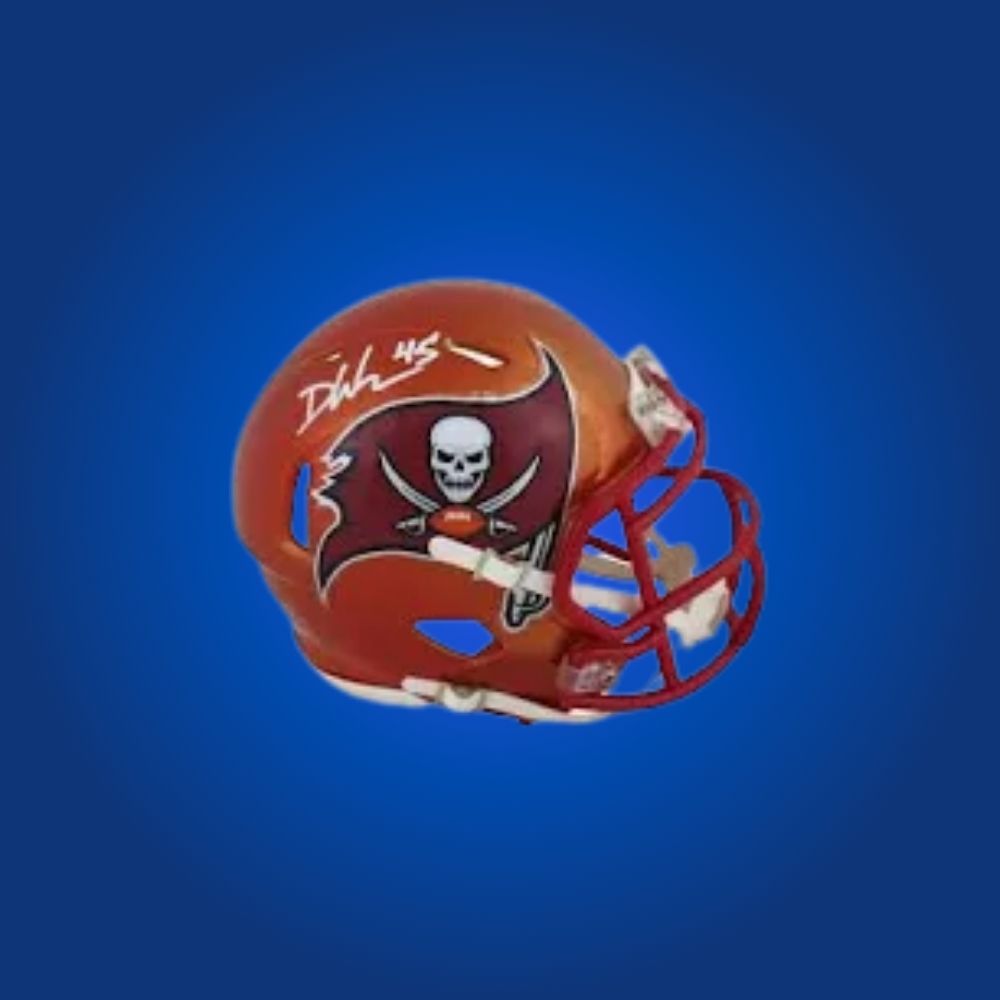 Tampa Bay Buccaneers mini helmet signed by Devin White with Certificate of Authenticity.