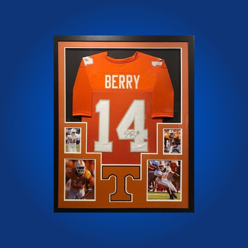 Eric Berry Signed Full Framed Custom Tennessee Volunteers Jersey – autographed memorabilia, All-Pro safety collectible, perfect for dedicated Volunteers fans.