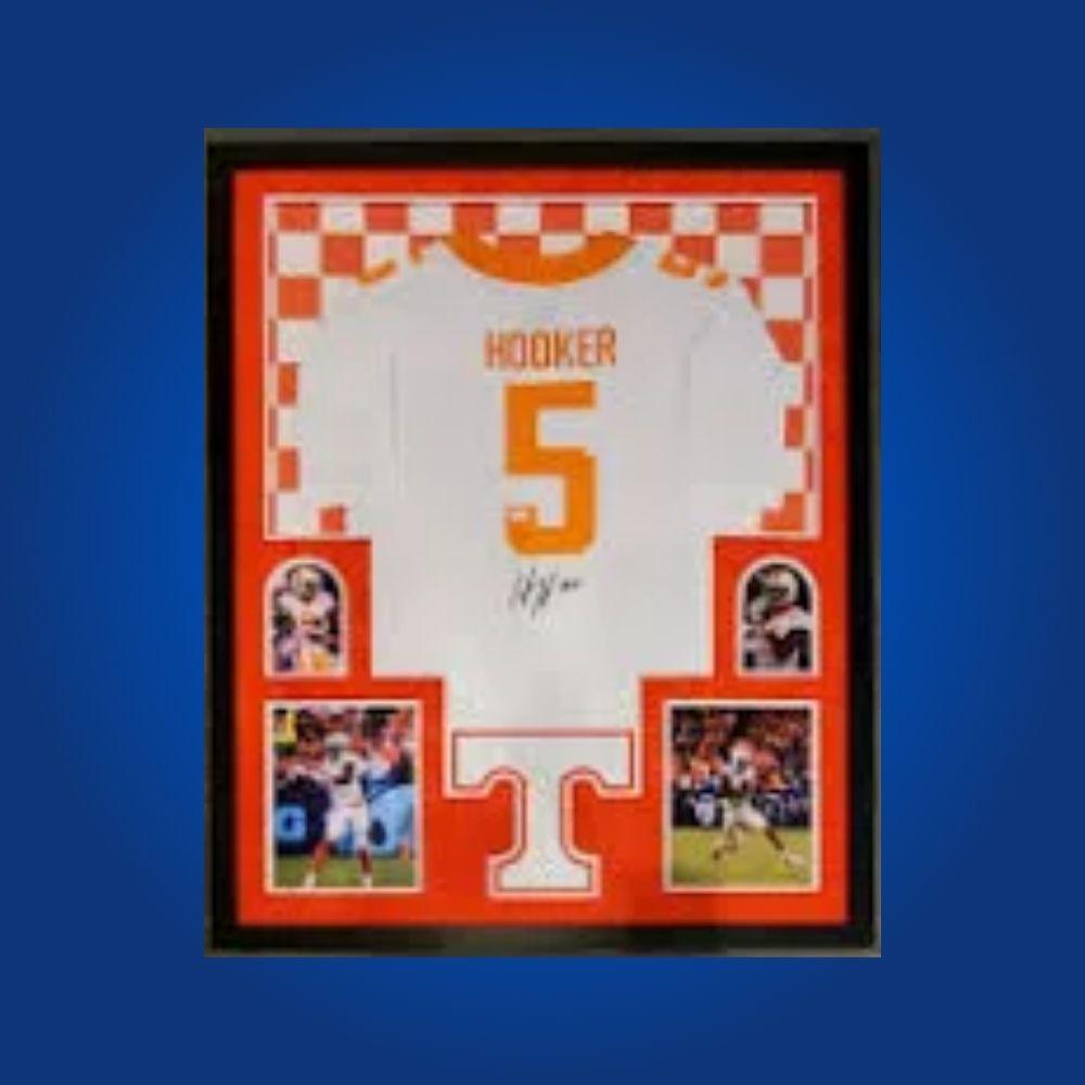 Hendon Hooker Signed Full Framed Custom Tennessee Volunteers Jersey – autographed memorabilia, standout quarterback collectible, essential for Volunteers supporters.