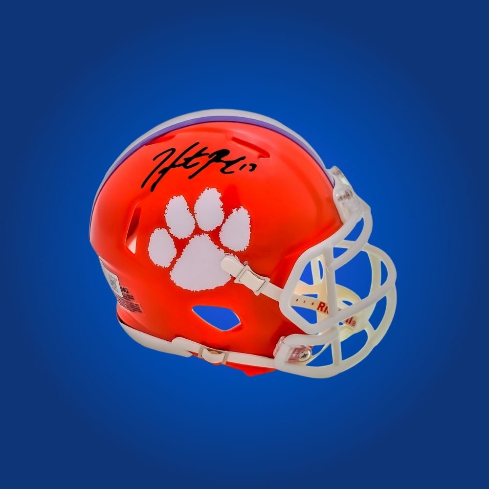 Hunter Renfrow autographed Clemson Tigers mini helmet, ideal for Clemson Tigers fans and football collectors.