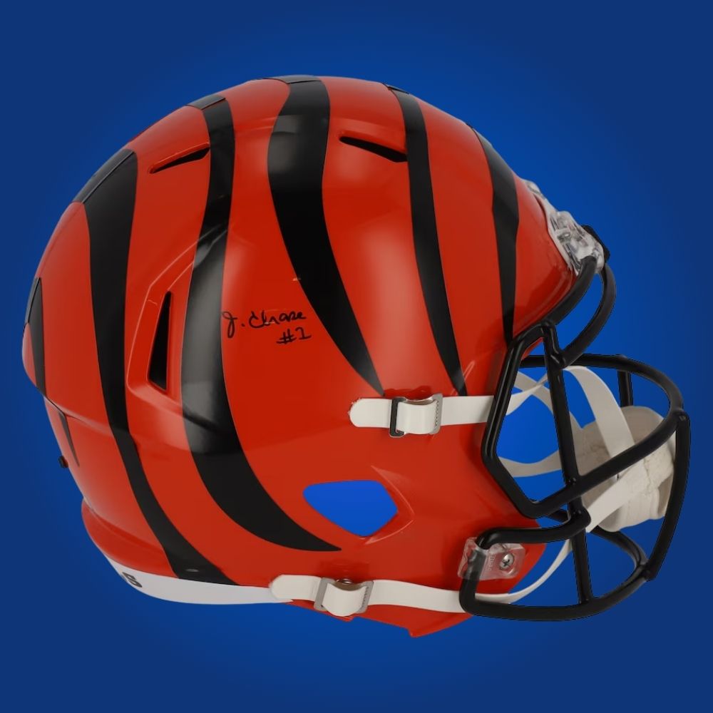 Ja’Marr Chase, signed Cincinnati Bengals orange speed replica helmet