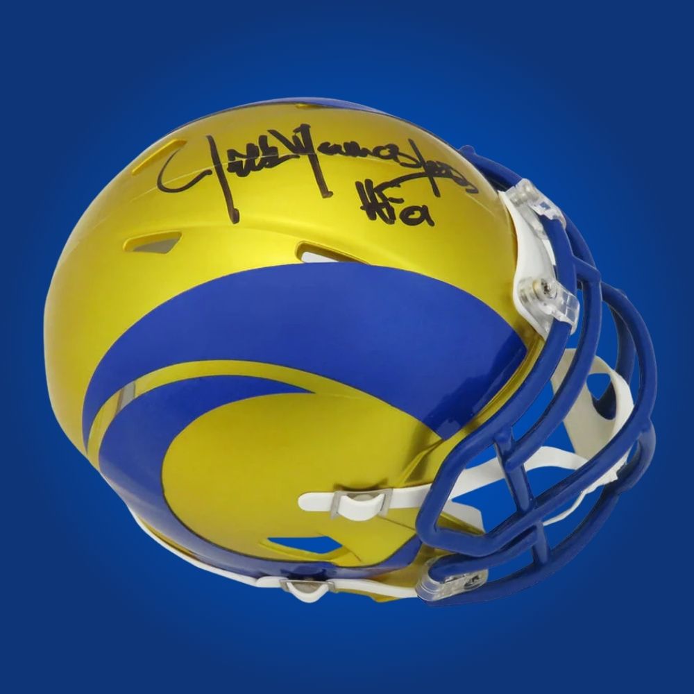 Jack Youngblood Signed Los Angeles Rams Yellow Flash Speed Helmet