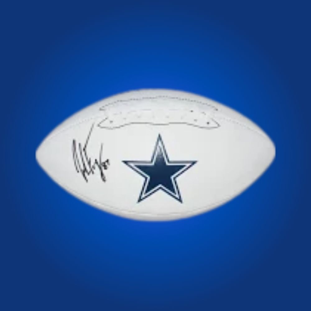 Jake Ferguson signed Dallas Cowboys logo football, a certified authentic collectible and valuable keepsake for Cowboys fans and collectors.