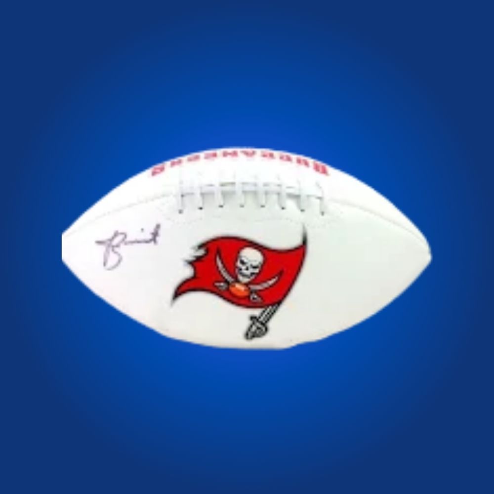 Jameis Winston signed Buccaneers logo football, signature and Tampa Bay logo displayed on panel.