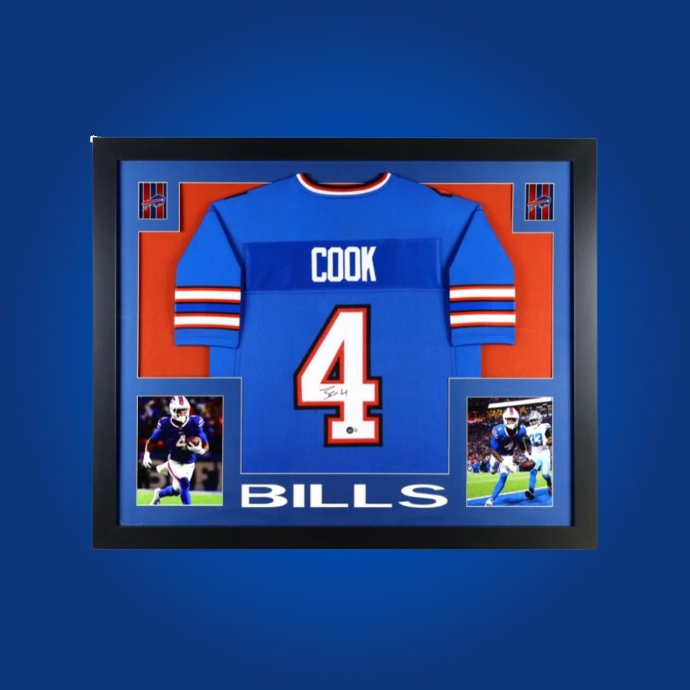 James Cook Signed Full Framed Custom Buffalo Bills Jersey