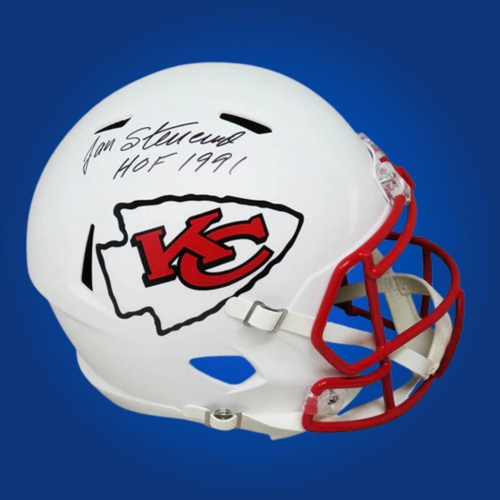 Jan Stenerud Signed Kansas City Chiefs Flat White Speed Replica Helmet