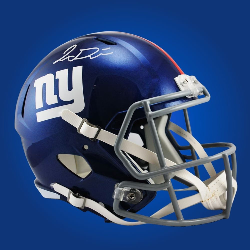 Jaxson Dart Signed New York Giants Blue Speed Replica Helmet