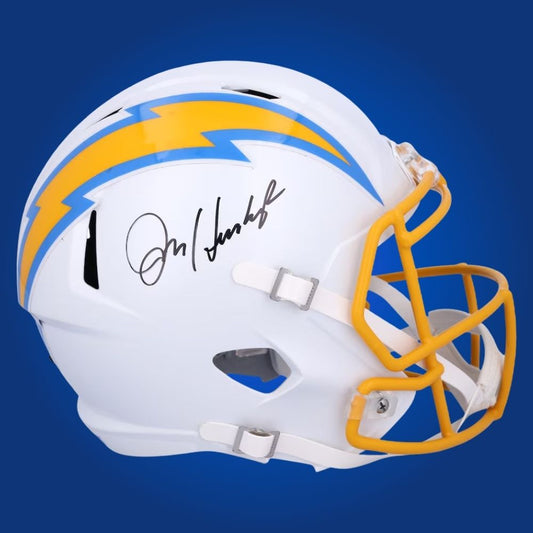 Jim Harbaugh Signed Los Angeles Chargers White Speed Replica Helmet