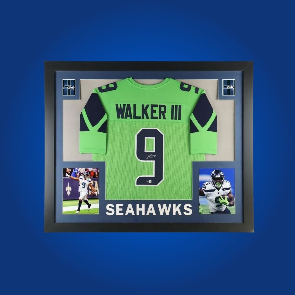 Autographed Seattle Seahawks custom jersey by Kenneth Walker III with Certificate of Authenticity.