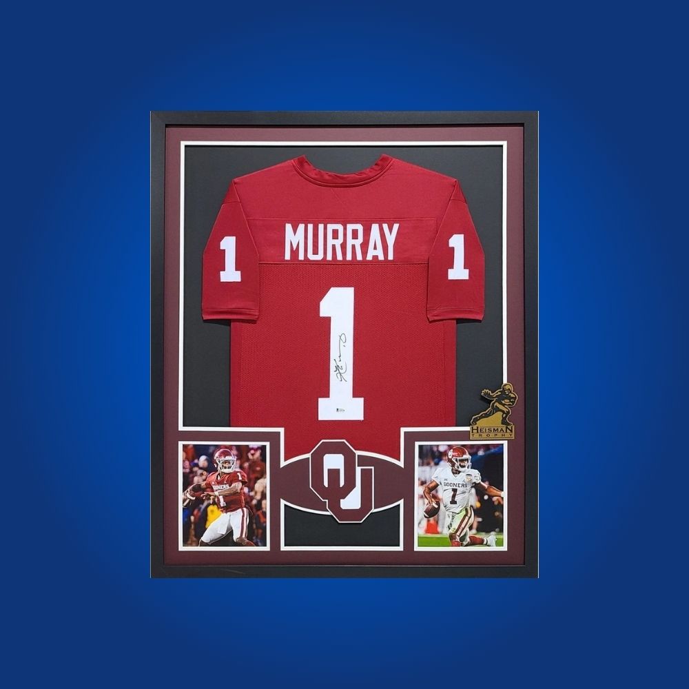 Kyler Murray Signed Full Framed Custom Oklahoma Sooners Jersey – autographed memorabilia, electrifying quarterback collectible, a must-have for Oklahoma supporters.