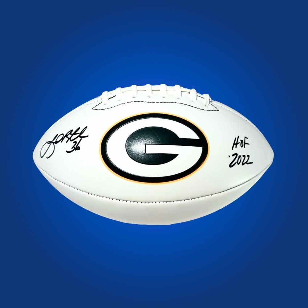 LeRoy Butler signed Green Bay Packers embroidered NFL football with white panels and logo, includes Certificate of Authenticity and hologram
