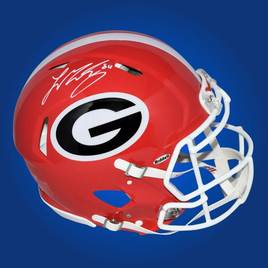 Autographed Georgia Bulldogs full size Authentic Helmet signed by Ladd McConkey, shown against a clean white background. SportsMarkets product photo.