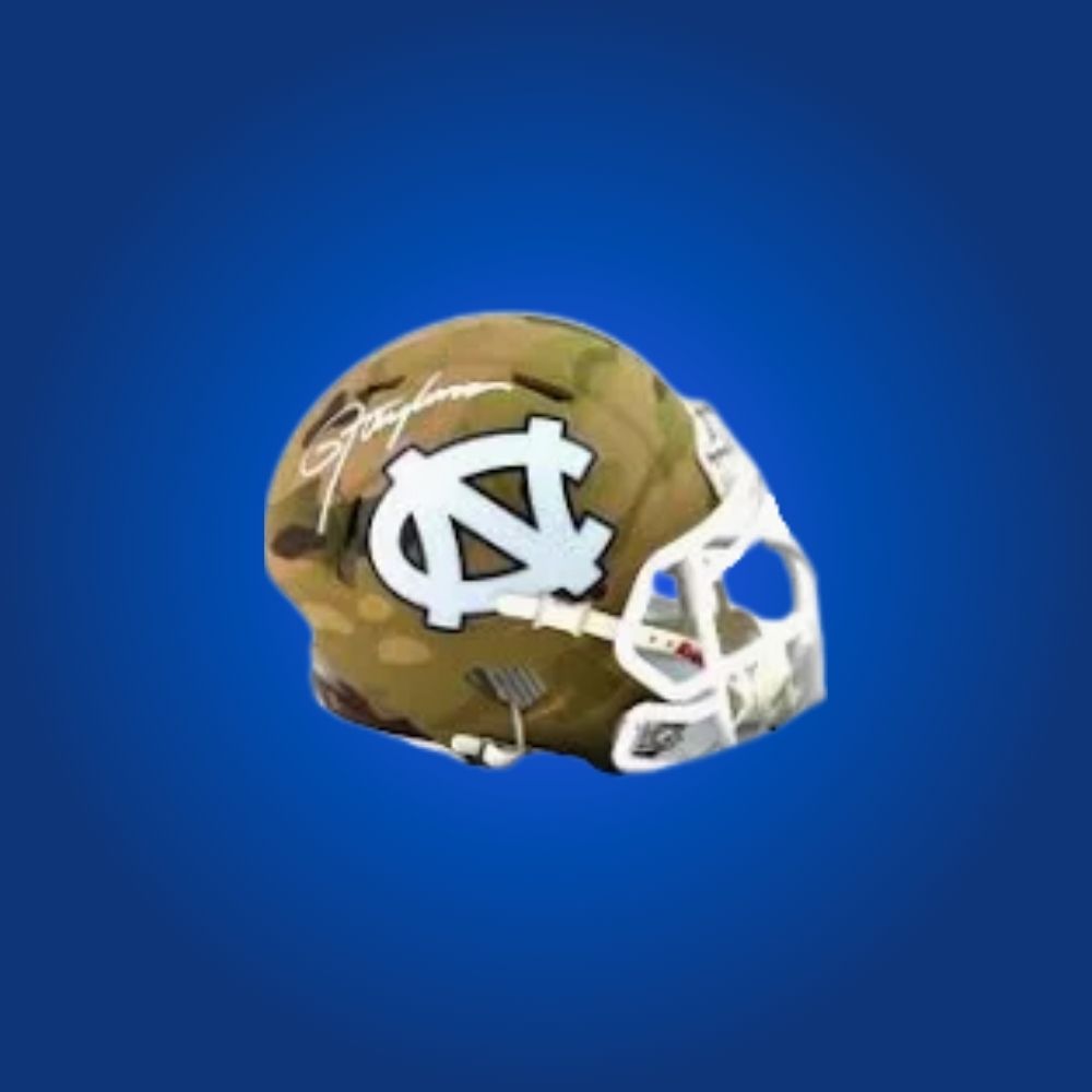 Lawrence Taylor signed North Carolina Tar Heels mini helmet—perfect for UNC fans and Taylor memorabilia seekers.