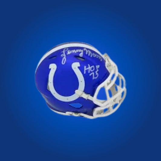 Indianapolis Colts Blue Flash Speed Mini Helmet autographed by Lenny Moore, Certificate of Authenticity included
