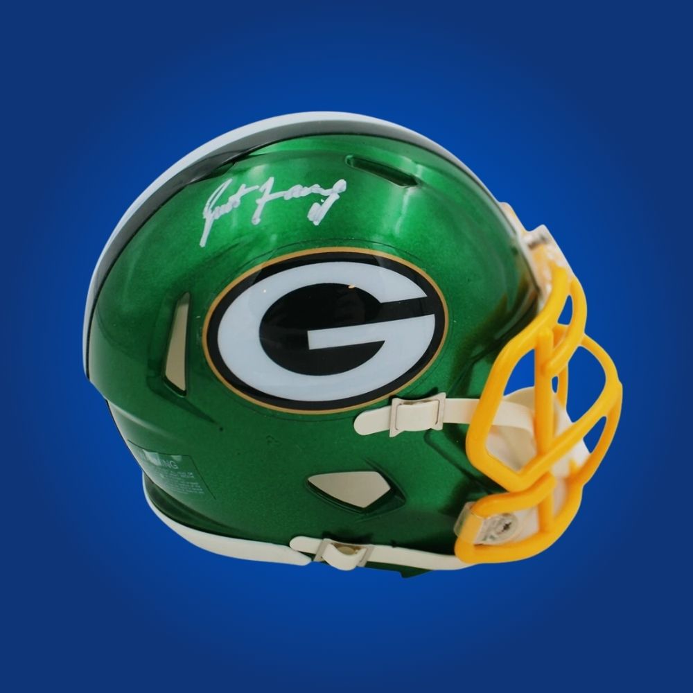 Brett Favre signed Green Bay Packers mini helmet with hologram and COA.