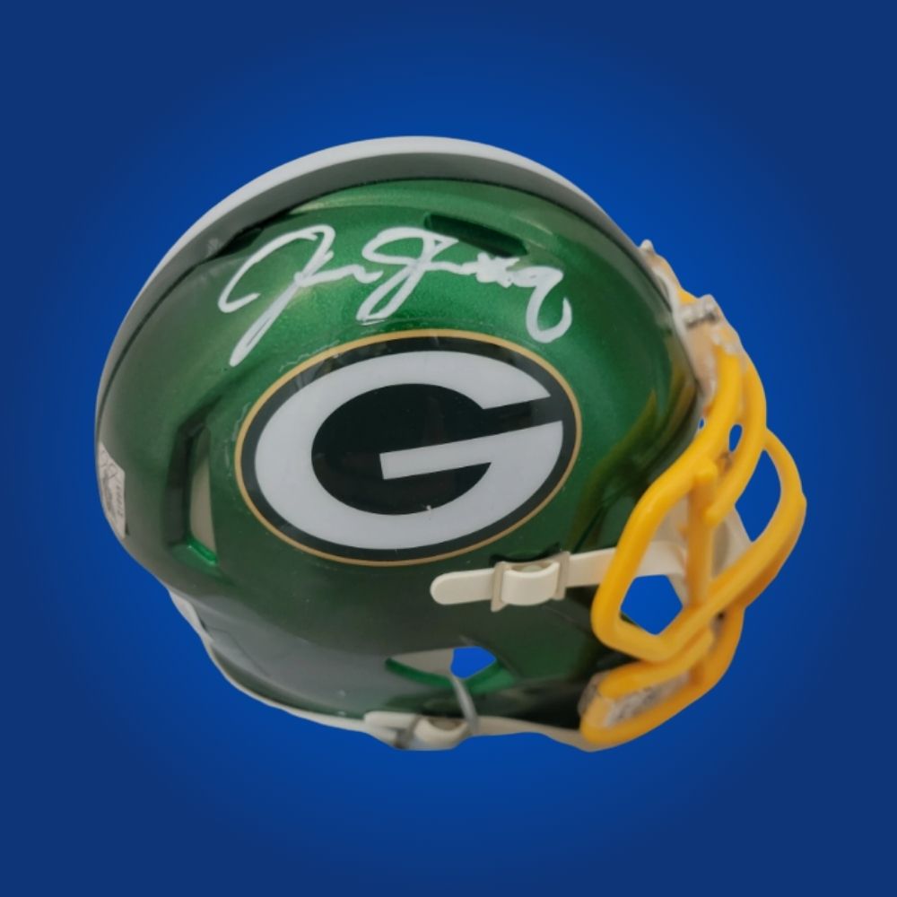 Josh Jacobs signed Green Bay Packers mini helmet with hologram and COA.