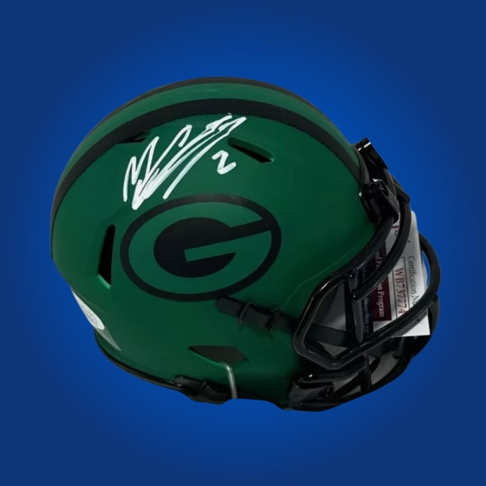 Signed Riddell RAVE Speed mini helmet by Green Bay Packers kicker Mason Crosby, includes COA authentication.