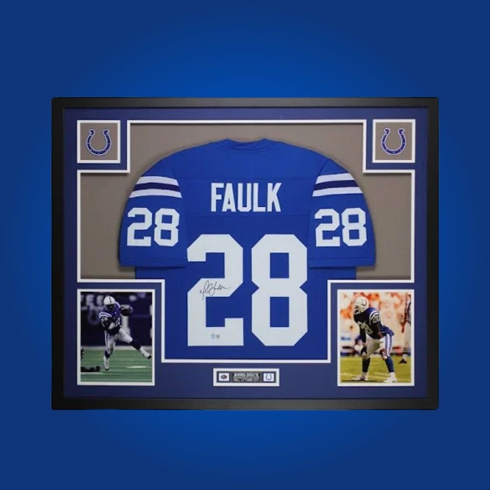 Marshall Faulk Signed Full Framed Custom Indianapolis Colts Jersey