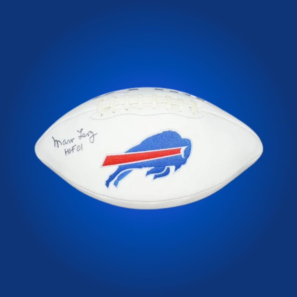 Marv Levy signed Buffalo Bills logo football, a tribute to a coaching legend, authenticated for your memorabilia collection.