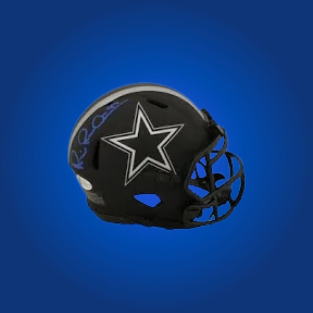Dallas Cowboys Black Eclipse Speed Mini Helmet signed by Michael Irvin, certified authentic