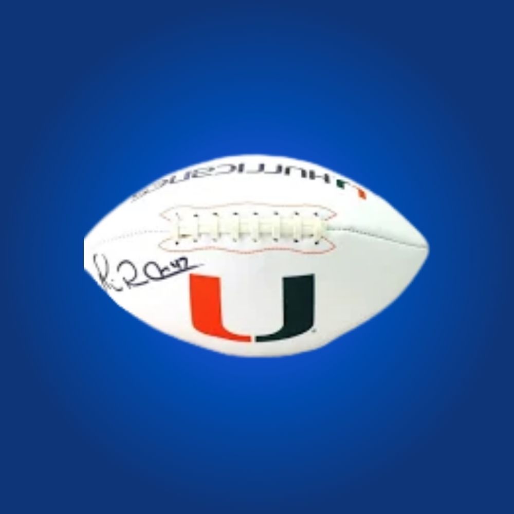 Michael Irvin autographed Miami Hurricanes white logo football, standout memorabilia for Miami Hurricanes supporters and collectors.
