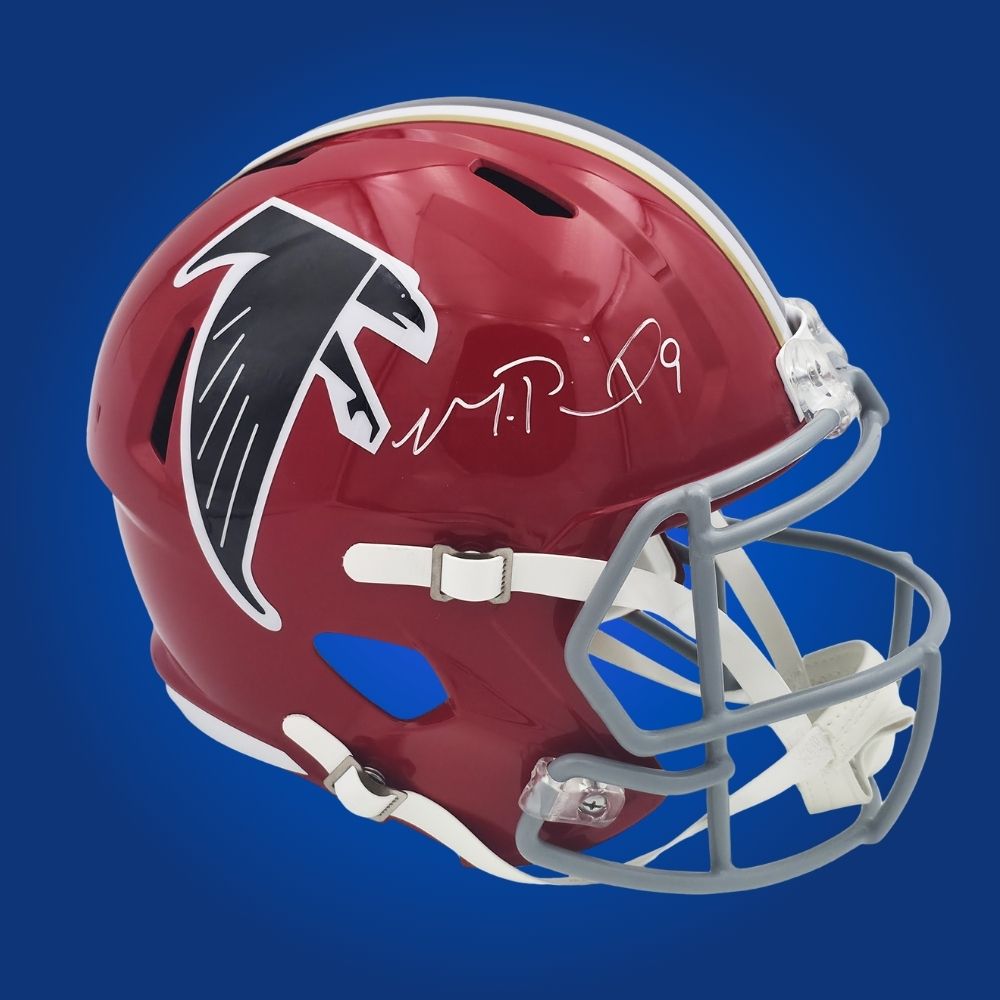Puka Nacua signed Los Angeles Rams blue speed replica helmet