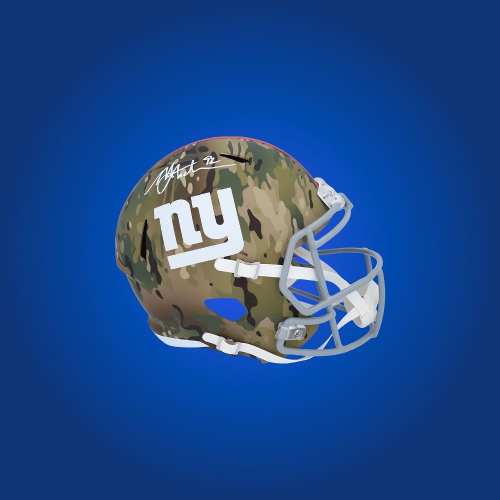 New York Giants mini helmet signed by Michael Strahan with Certificate of Authenticity.