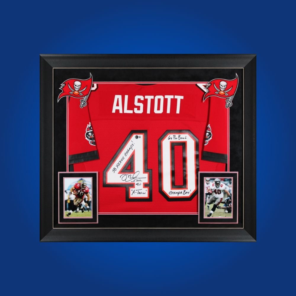 Mike Alstott Signed Custom Framed Tampa Bay Buccaneers Jersey