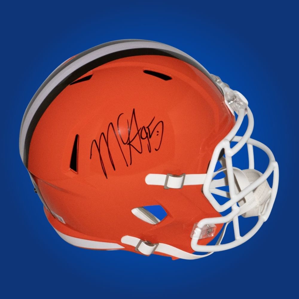Myles Garrett signed Cleveland Browns orange speed replica helmet