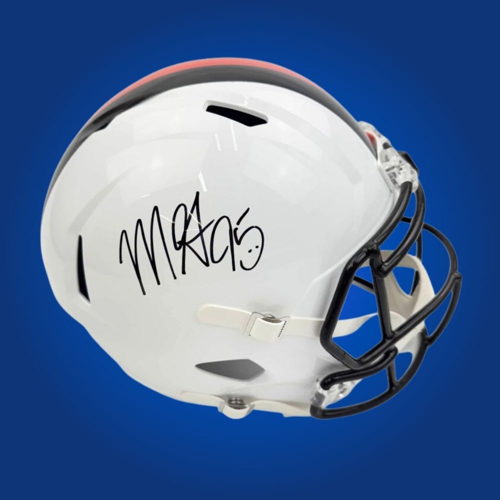 Myles Garrett signed Cleveland Browns white F/S speed replica helmet