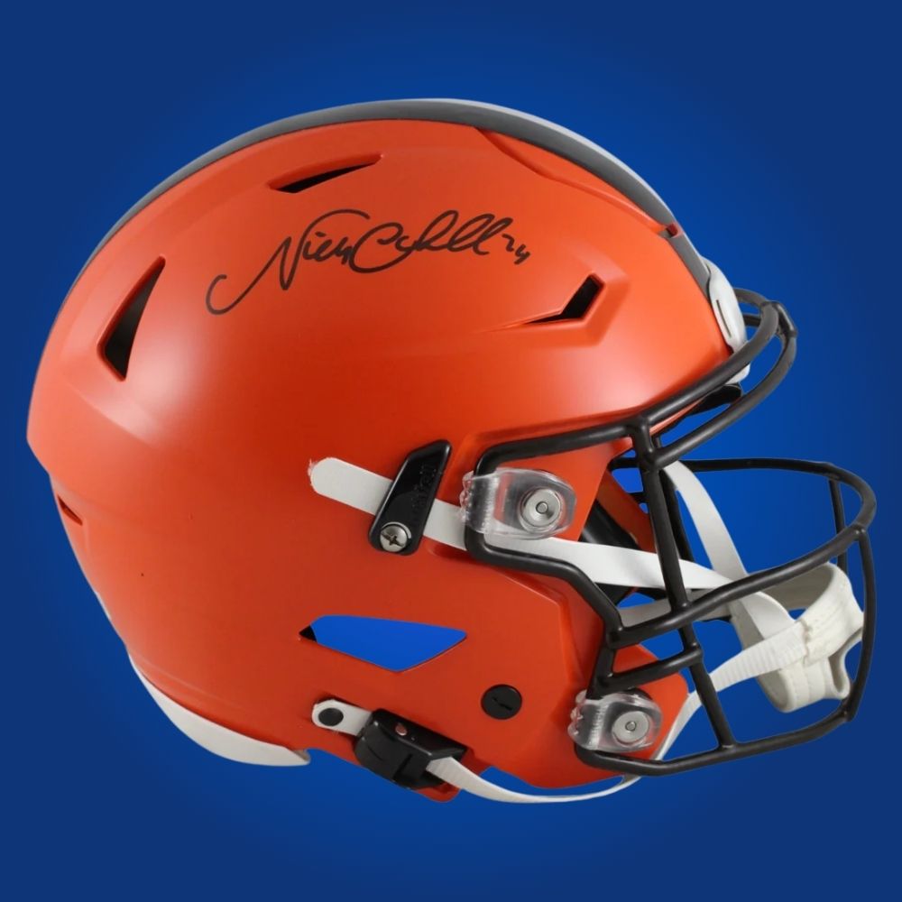 Nick Chubb Signed Cleveland Browns Alt Orange SpeedFlex Authentic Helmet