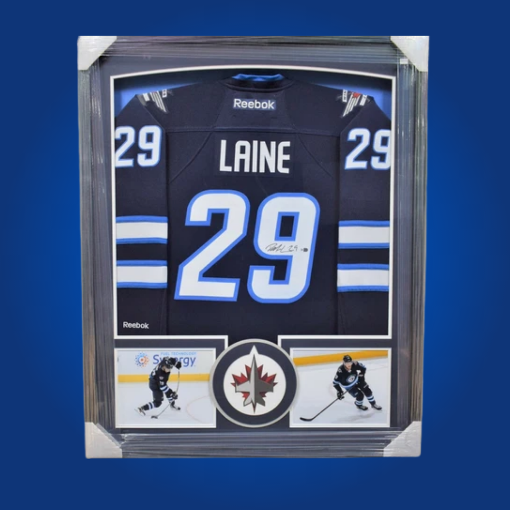 Patrik Laine, Winnipeg Jets, Full Framed Navy Blue Jersey