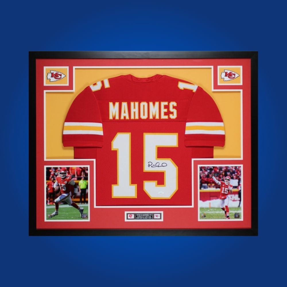 Framed Kansas City Chiefs jersey signed by Patrick Mahomes with Certificate of Authenticity