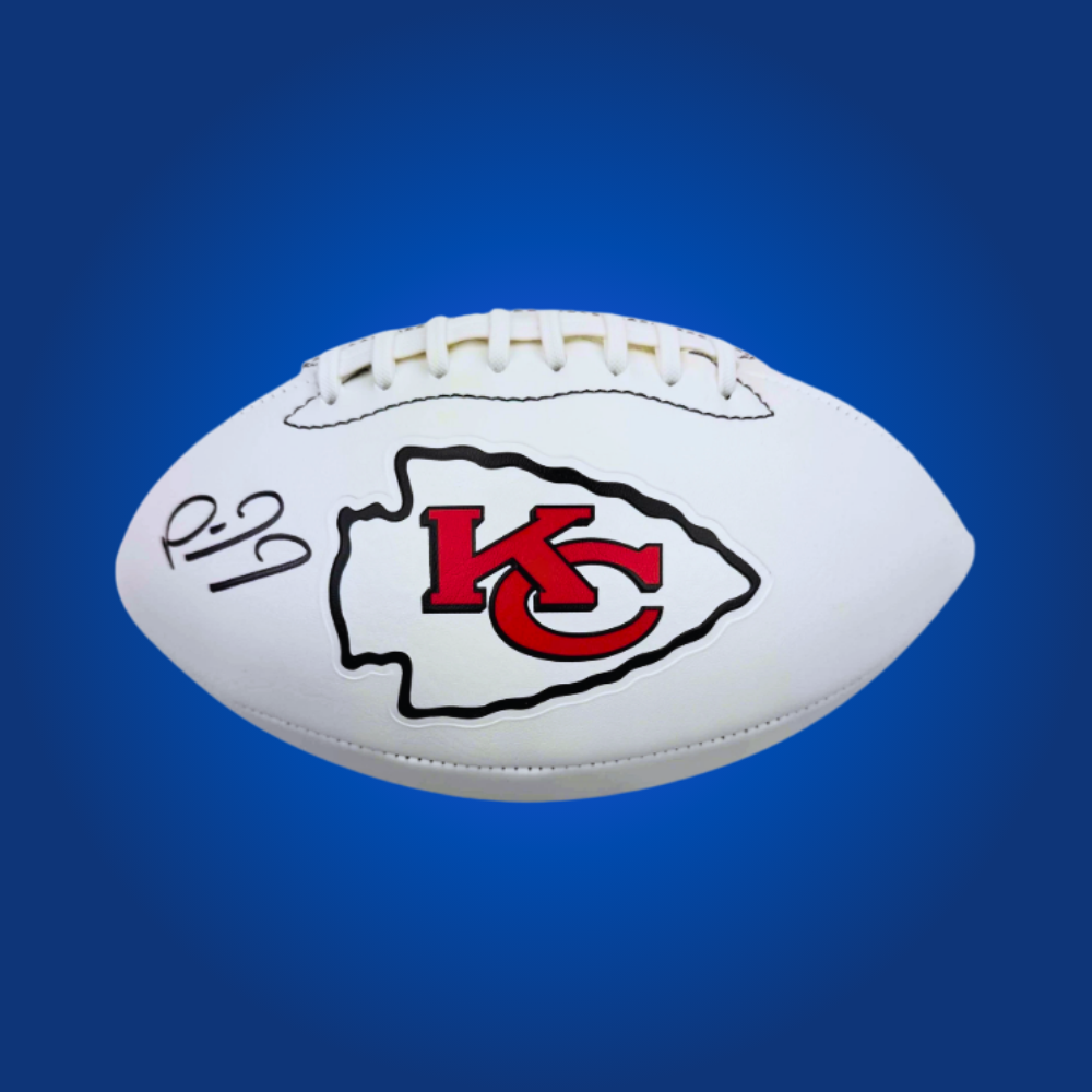 Patrick Mahomes signed Kansas City Chiefs logo football, with his signature, a must-have for Chiefs fans.