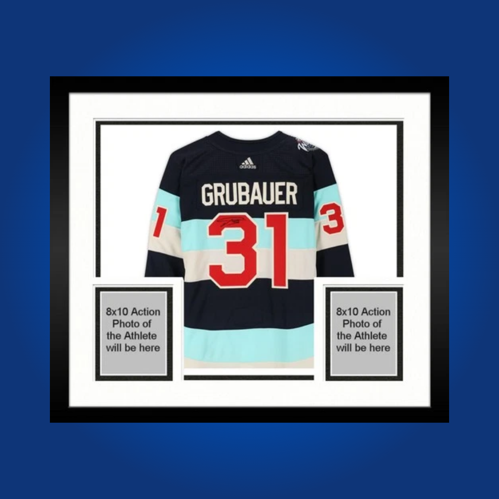 Philipp Grubauer, Seattle Kraken, Full Framed Striped Jersey