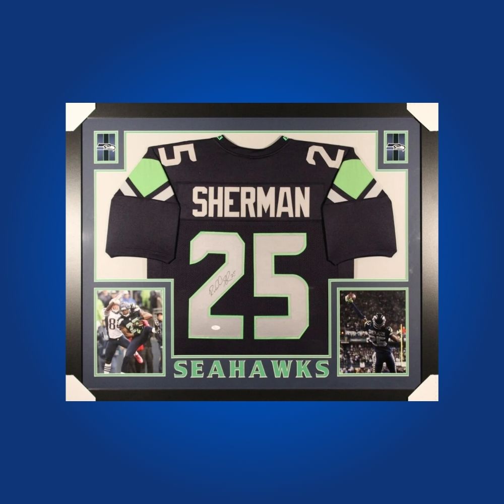 Autographed Seattle Seahawks custom jersey by Richard Sherman with Certificate of Authenticity.